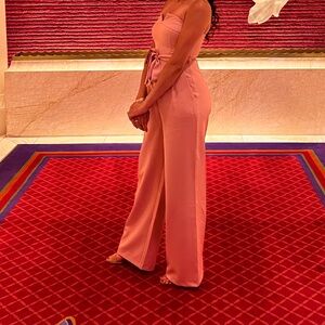 Elegant Pink Strapless Jumpsuit